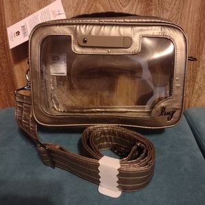 Lug Stagecoach crossbody in metallic walnut